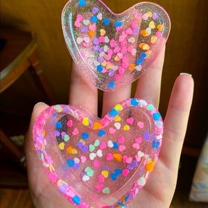 Baby pink heart resin trinket dish